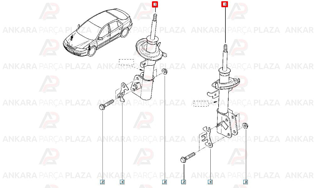 Ön Amortisör Laguna 2 16V Tüm Modeller 2003 - 2008