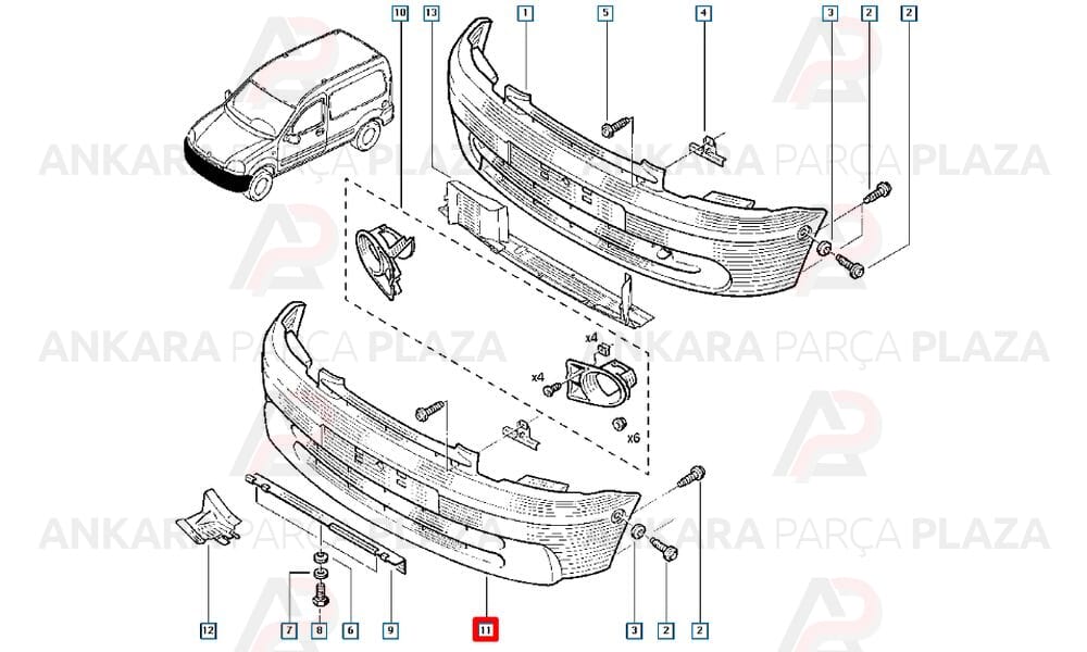 Kangoo Ön Tampon Kangoo 1998 - 2002 Arası 8200127401 Orijinal
