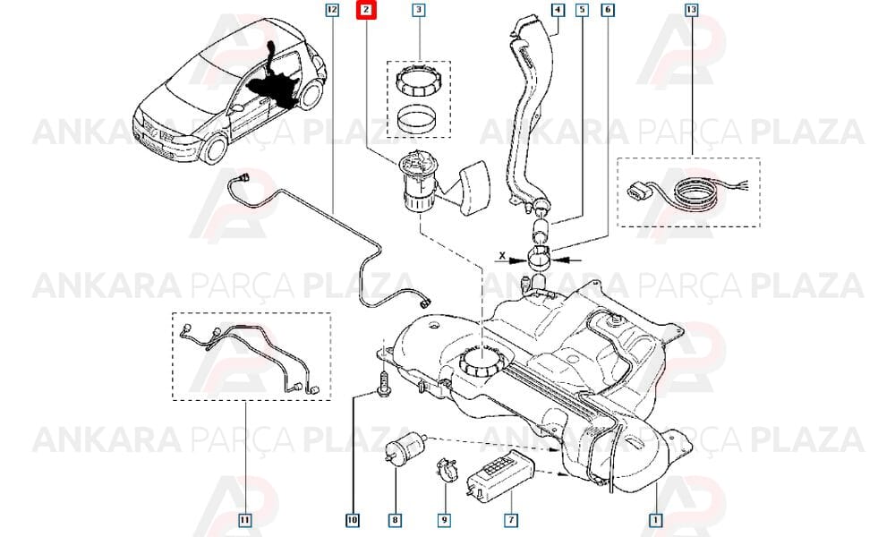 Alfa Romeo 33, Megane 2, Scenic 2, Fluence 1.4 1.6 Yakıt Depo Şamandırası 2004 - 2006 Hellux