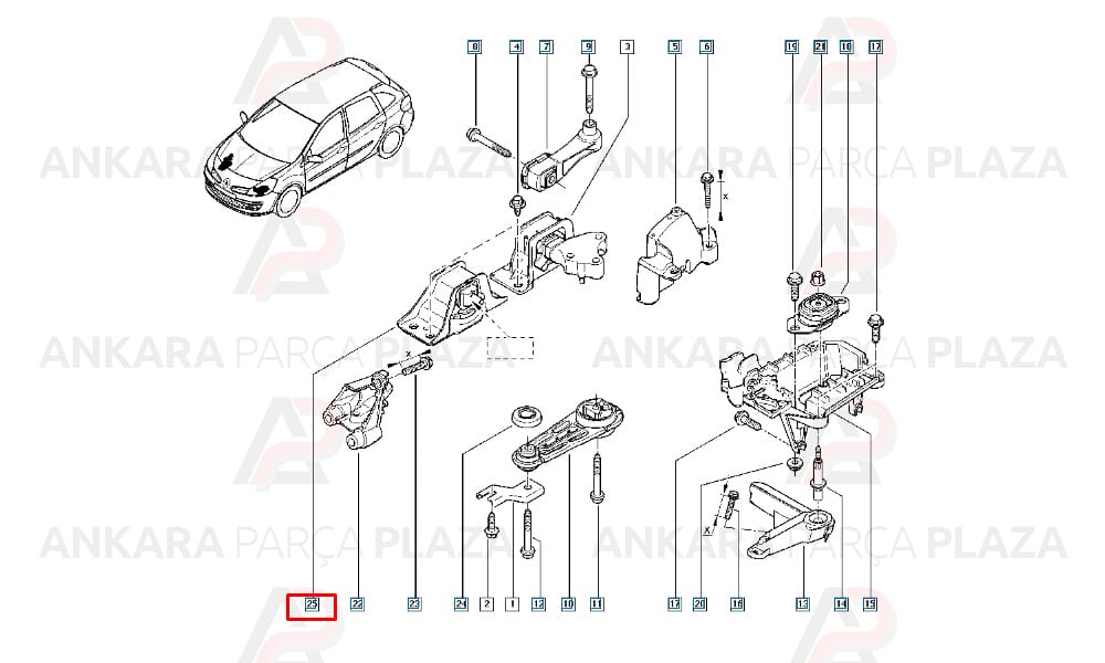 Motor Takozu Sağ Yağlı Renault : Clio 3 Modüs 1.5Dci