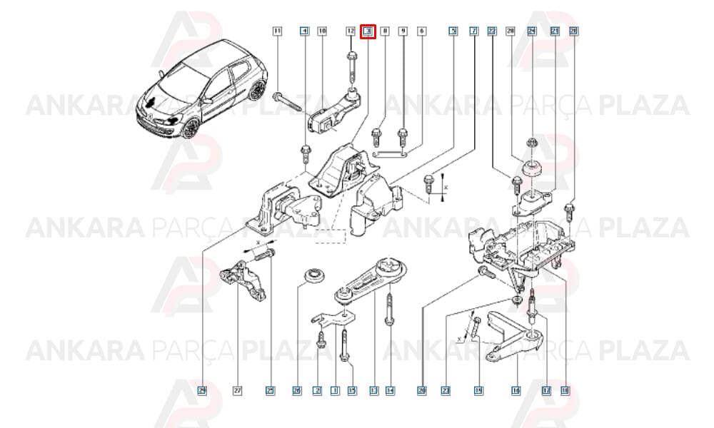 Motor Takozu Sağ Clio 3 2005 > Modüs 2004 > 1.4 1.6 16V