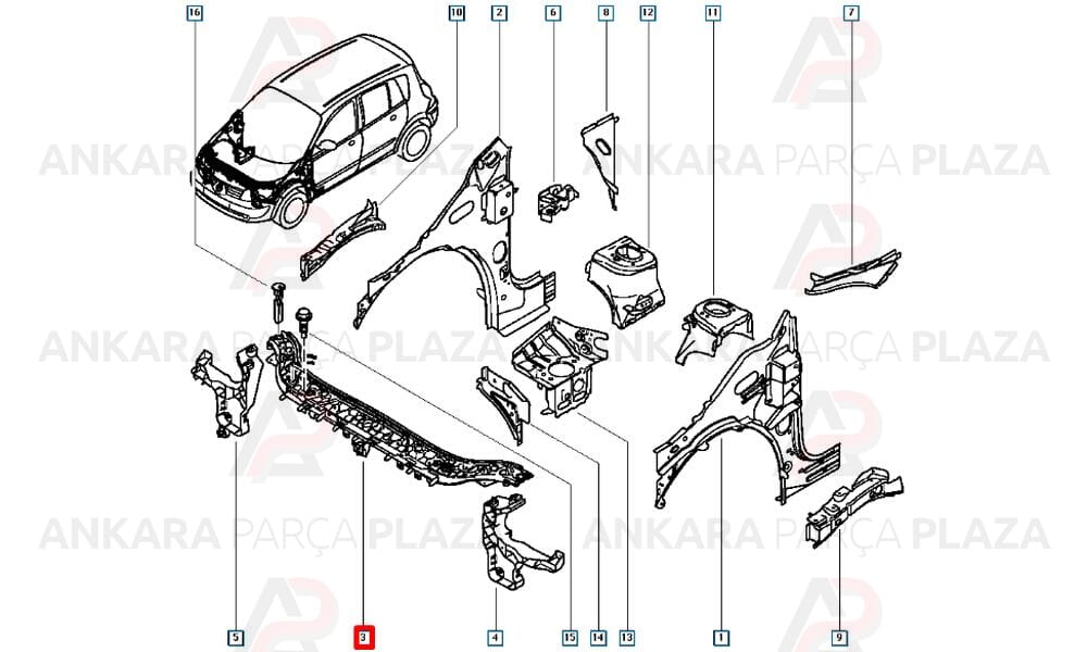 Megane Scenic 2 07 - 09 Ön Panel Üst Parça Plastik 8200140478