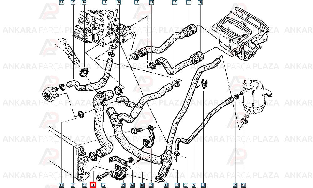 Radyatör Üst Hortumu Renault : Kangoo 1.9D 03>