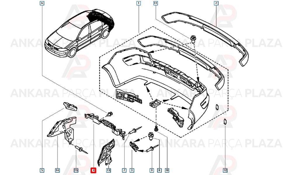 Megane Tampon Bağlantı Ayağı Arka Orta Orijinal 8200146040