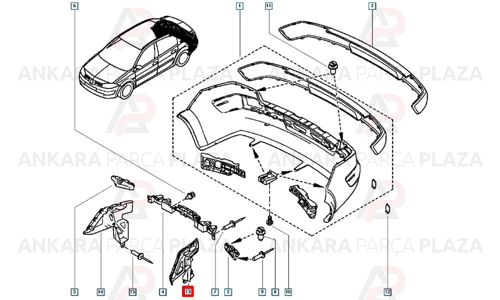 Megane 2 Tampon Bağlantı Ayağı Arka Sol Orijinal 8200146041