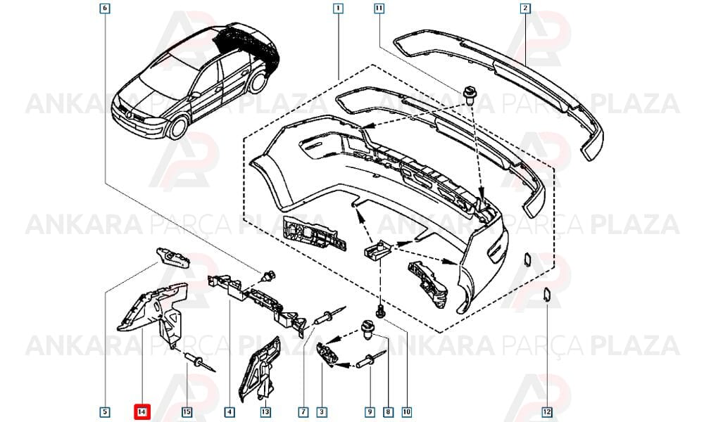 Megane 2 Tampon Bağlantı Ayağı Arka Sağ Orijinal 8200146042