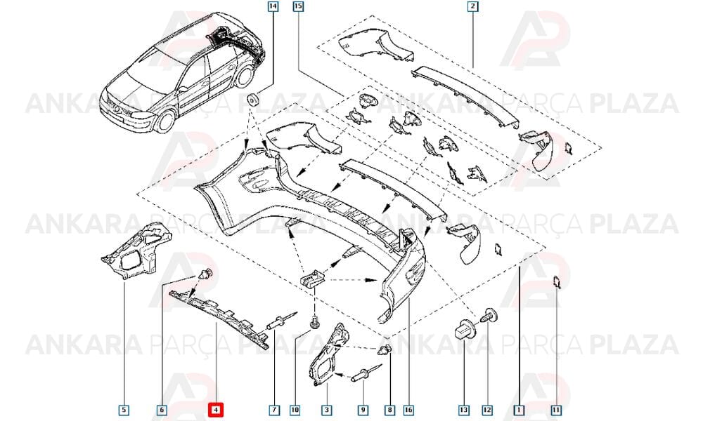 Megane 2 Sw Tampon Bağlantı Ayağı Arka Orijinal 8200146043