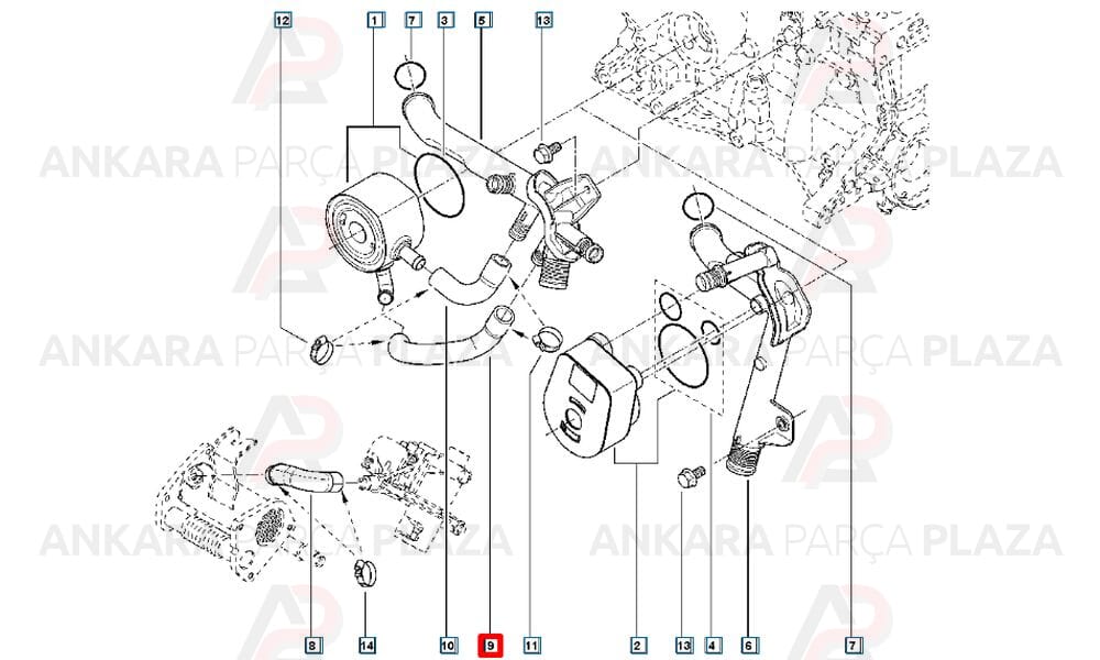 Sandero, Logan, Modüs, Clio 3, Kangoo, Megane 2 Yağ Soğutucu Hortumu İbraş