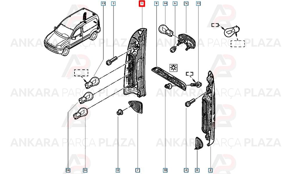 Kangoo Stop Lambası Tek Kapı Duysuz Sağ 2003 Sonrası Pleksan