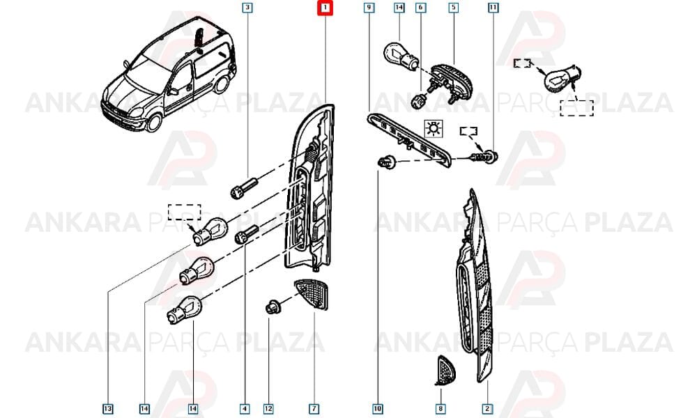 Kangoo Stop Lambası Çift Kapı Duysuz Sağ 2003 Sonrası Pleksan