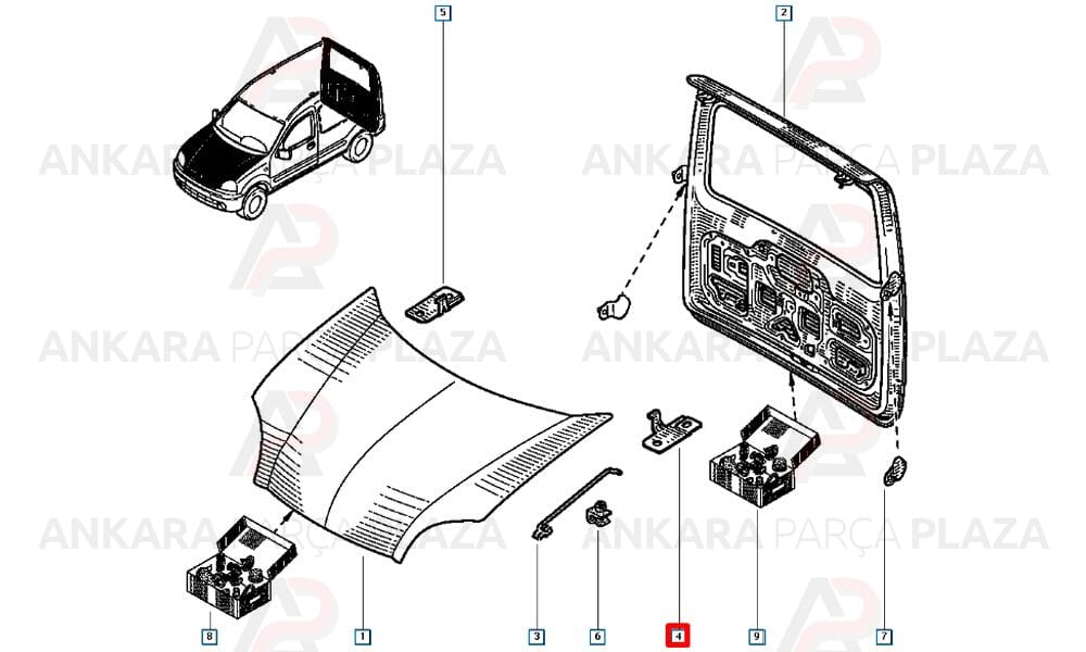 Kaput Menteşesi Arka Sol Kangoo 2 8200153188