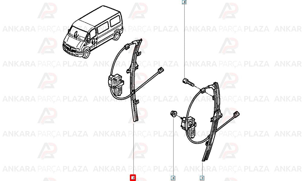Renault Master 2 Cam Mekanizması Sağ Motorlu + Elektrikli Valeo