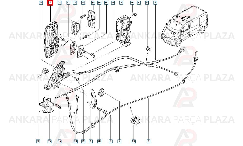 Trafic 2 Bagaj Dış Açma Kolu Orijinal 8200170603