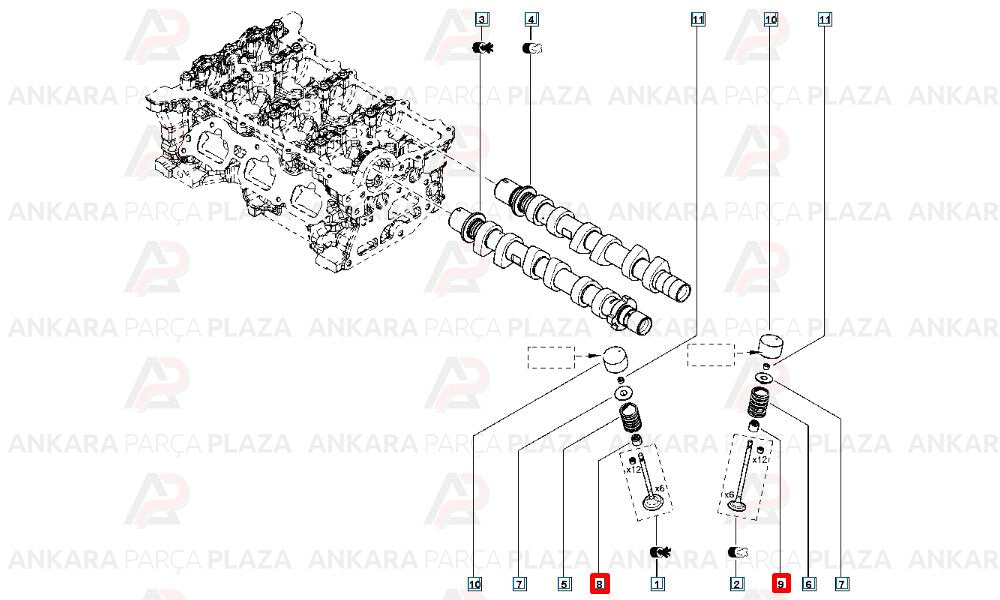 Clio 3 Twingo Modüs Logan Sandero 12 1.2 16V Subap Lastiği 5.5X8.3X11.5X8Mm 16 Adet Oto Conta
