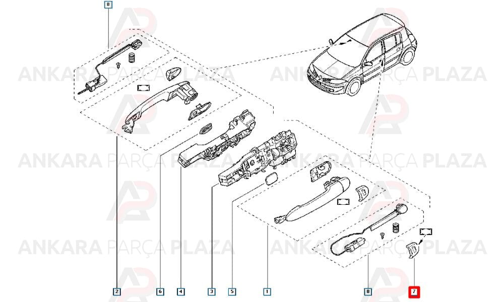 Dış Kapı Kol Kapağı Krom Megane 2 8200179101