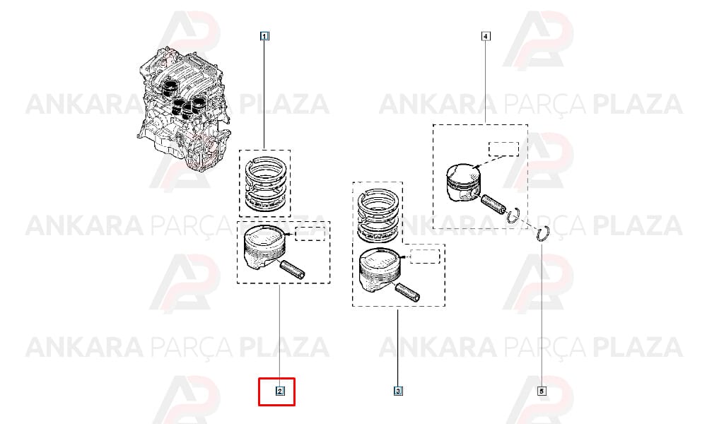 Kangoo Clio 2 Megane Laguna 2 1.6 16V Silindir Onarım Seti (Piston, Segman) 1.00 79.50Mm Yenmak