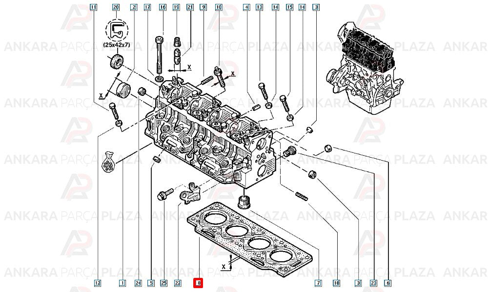 Silindir Kapak Contası 1.4Mm 2 Delik Renault Kangoo 1.9D F8Q