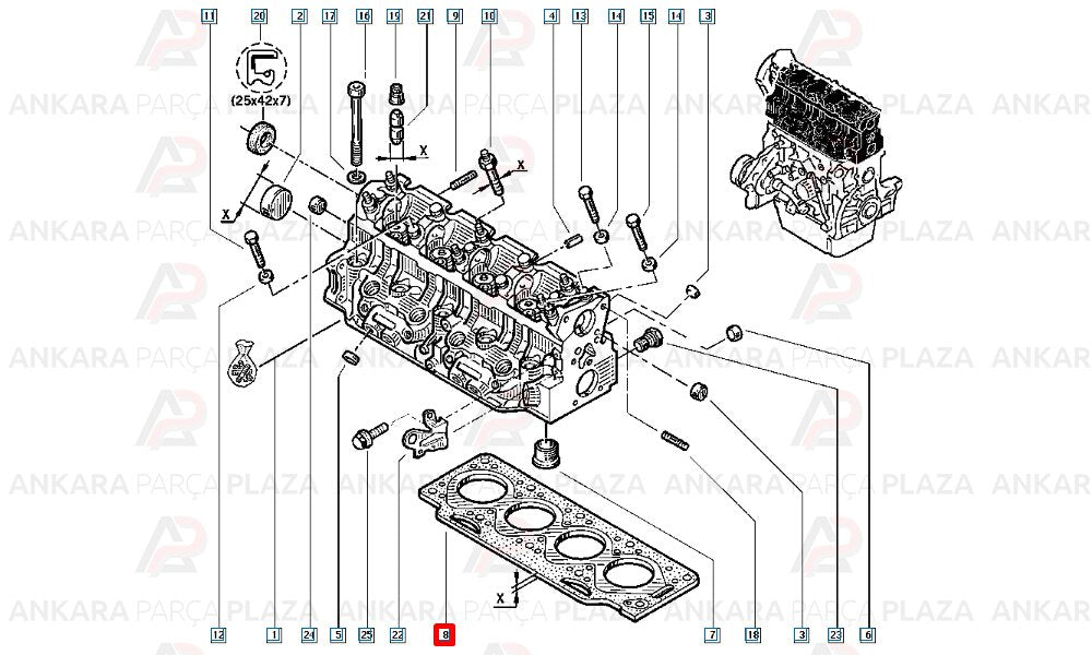 Silindir Kapak Contasi Kangoo 1.9 2 Çentik F8Q