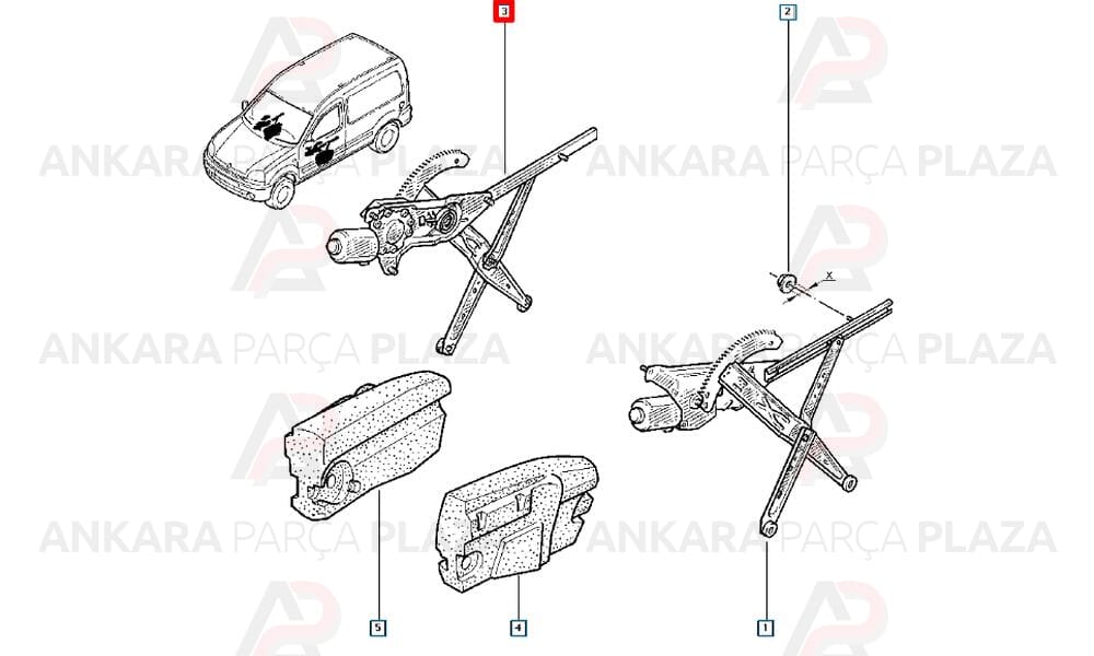 Kangoo 2 Cam Krikosu Ön Sağ Elektrikli Seger