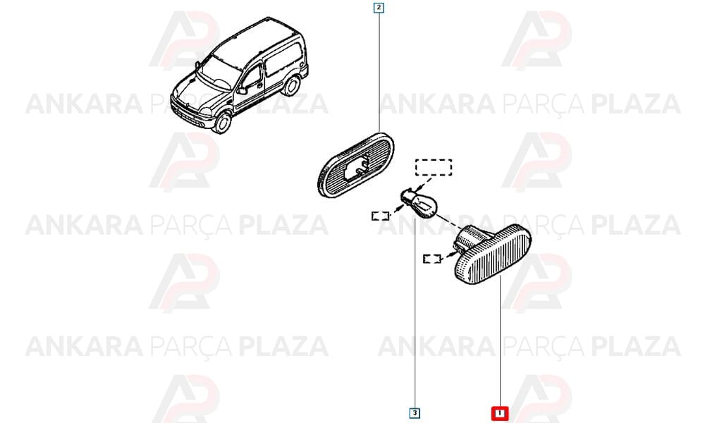 Kangoo, Clio, Logan 2006 -> Çamurluk Sinyali Beyaz Pleksan