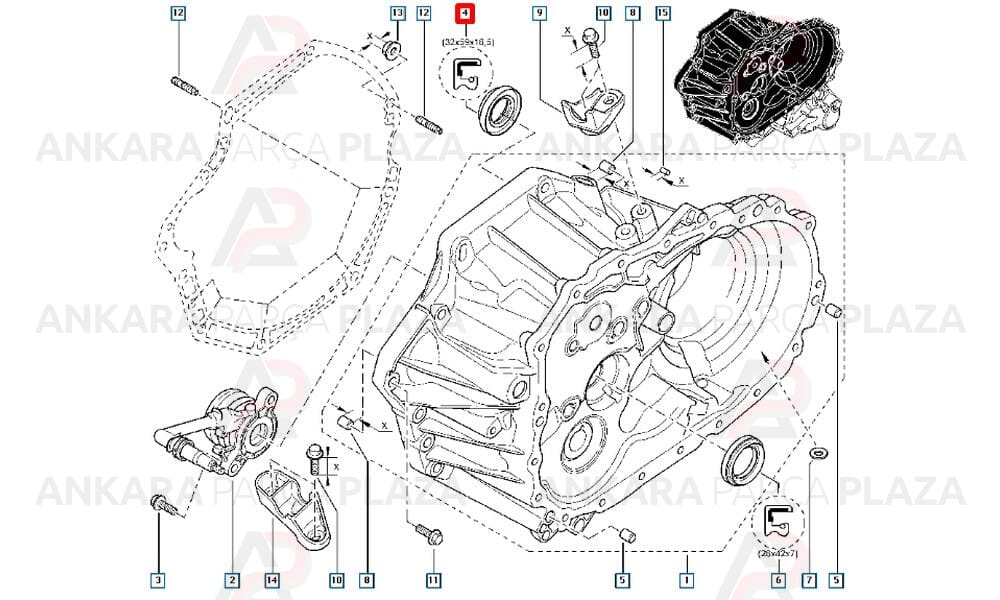 Difransiyel Ön Aks Keçe Sağ Megane 2 Sport F4R 2.0 16V 8200197555