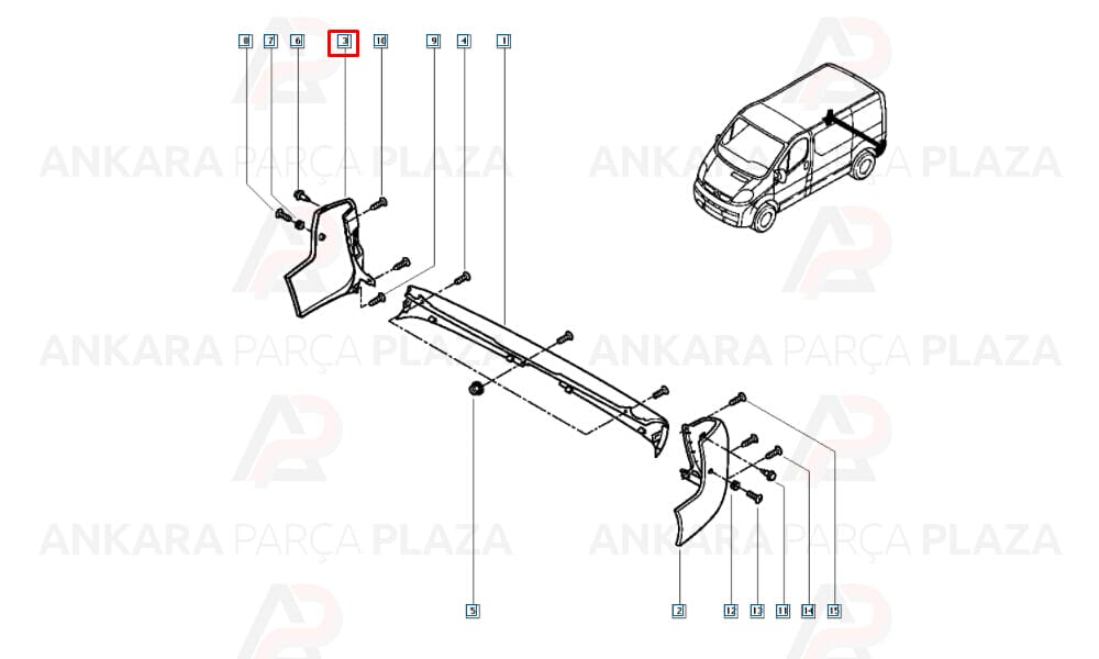 Renault Trafic 2 Arka Tampon Ucu Sağ Astarlı Gri Meydan