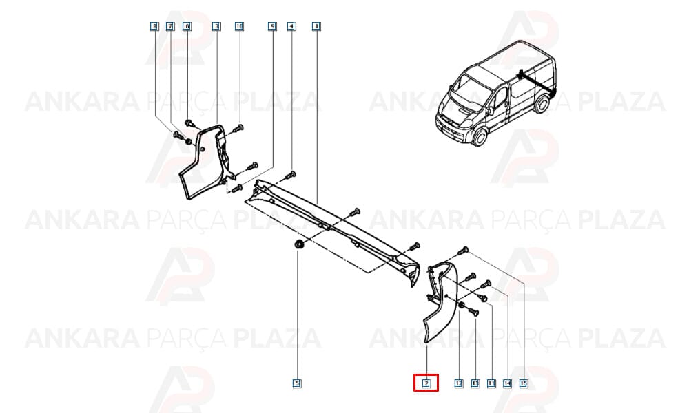 Renault Trafic 2 Arka Tampon Ucu Sol Astarlı Gri Meydan