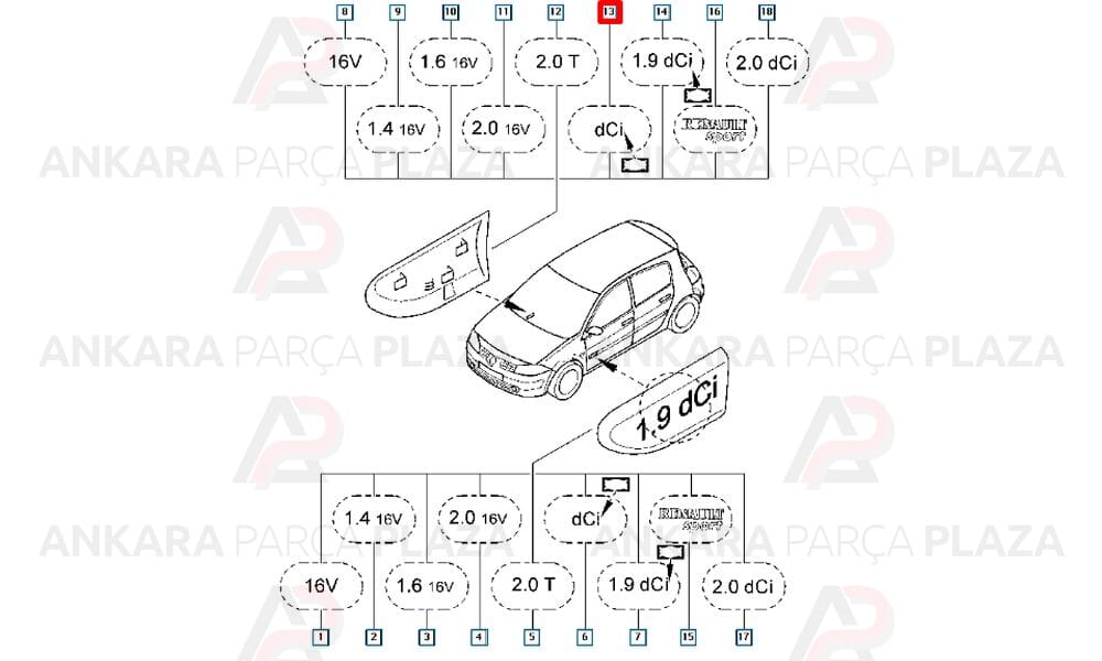 Monogram Dci Sağ Ea1 Megane 2 8200209136