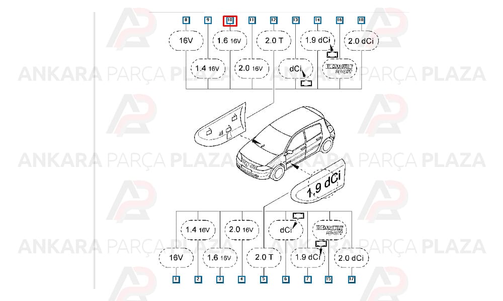 Monogram Yazı 1.6 16V Krom Sol Megane 2
