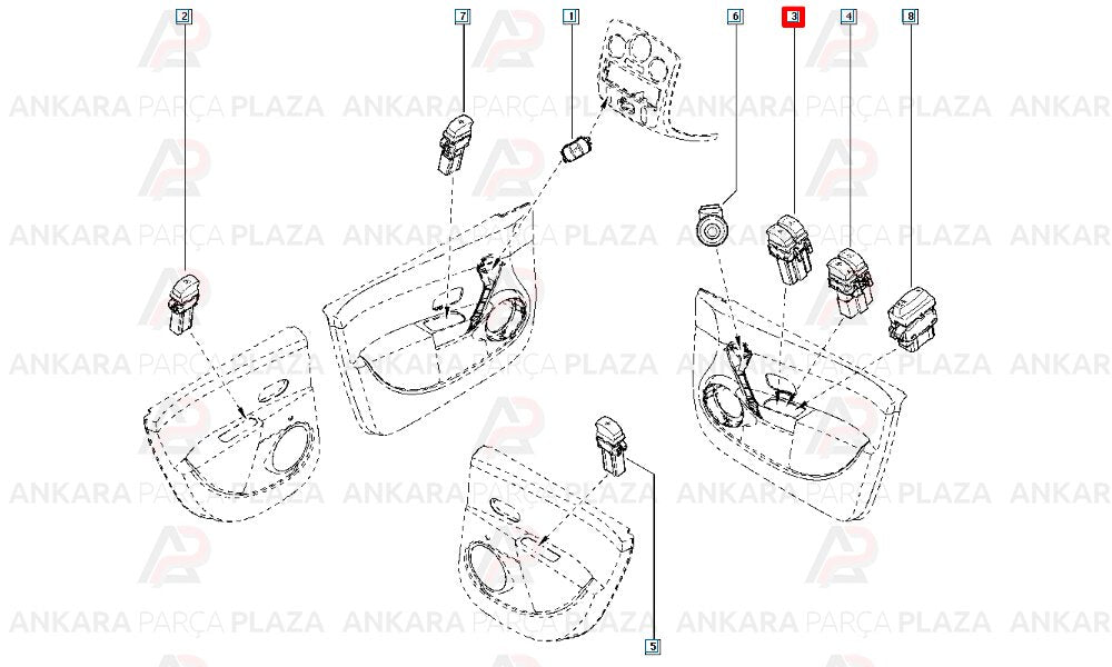 Renault Clio Sol Çiftli Cam Butonu 2009-2012 Arası Mcar
