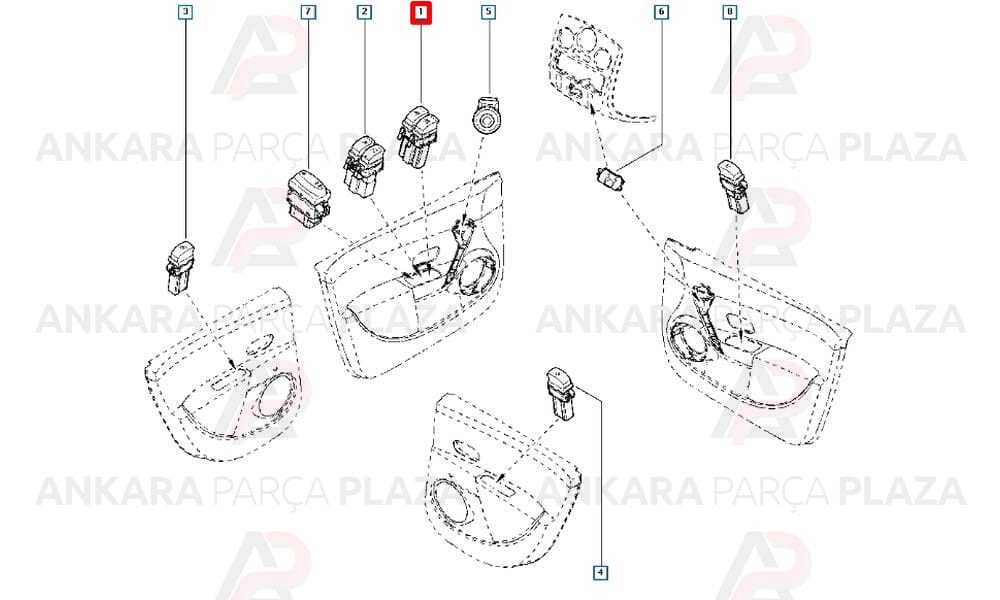 Renault Clio 3 Symbol, Modüs Cam Anahtarı Düğmesi Sol Ikili Çiftli Mcar