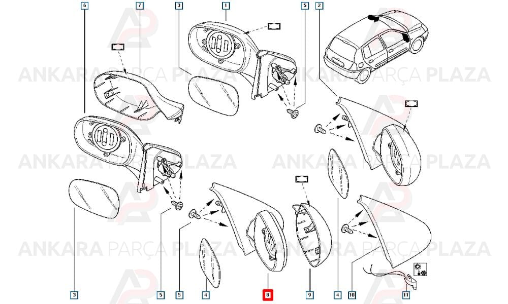 Clio Yan Ayna Sağ Orijinal 8200219319