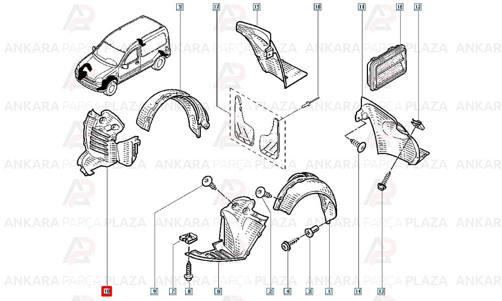 Kangoo Ön Çamurluk Davlumbazı Önün Önü Sağ 1998 - 2009 Arası Meydan