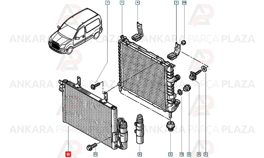 Klima Radyatörü Kondenser Renault Kangoo 01> 1.9 Dizel