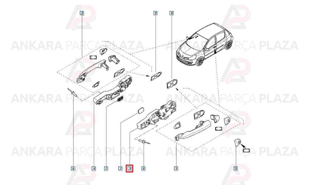 Sol Arka Dış Kapı Açma Mekanizması Clio 3 Laguna 3 8200226524