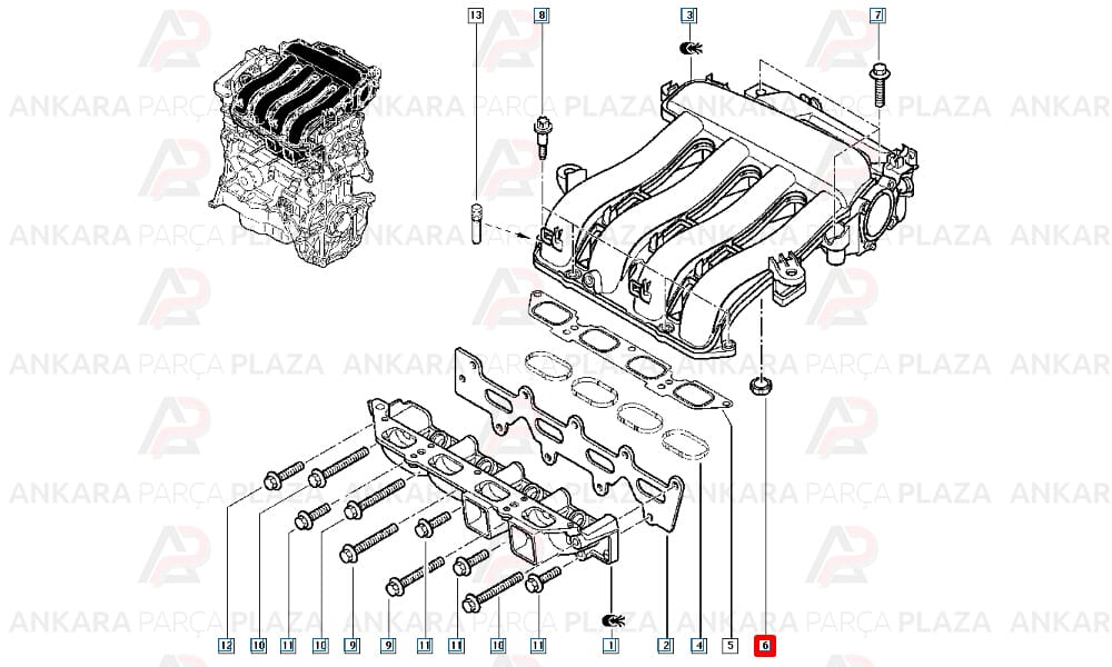 Megane 2 1.6 16V Emme Manifold Contasi Oringi K4M 8200236726