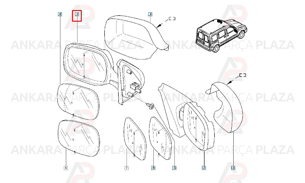 Kangoo 2 Yan Ayna Sol 2002 - 2008 Art