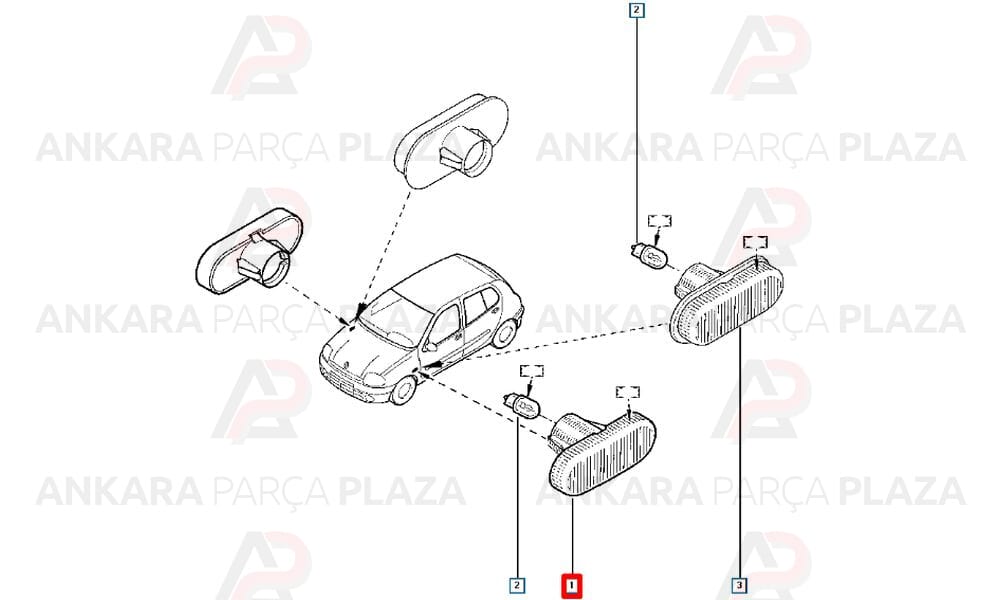 Clio 2 Faz 2 Logan Çamurluk Sinyali Ön Beyaz Orjinal