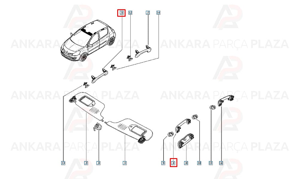 Modüs Clio Tavan El Tutamağı 2006 - 2008 Meydan