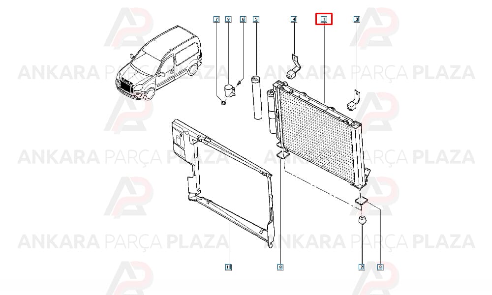Klima Radyatörü Kondenser Renault Kangoo 01> 1.5 Dci