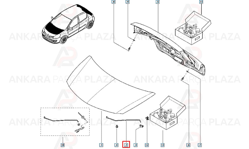 Motor Kaput Çubuğu Dayama Demiri Clio 3