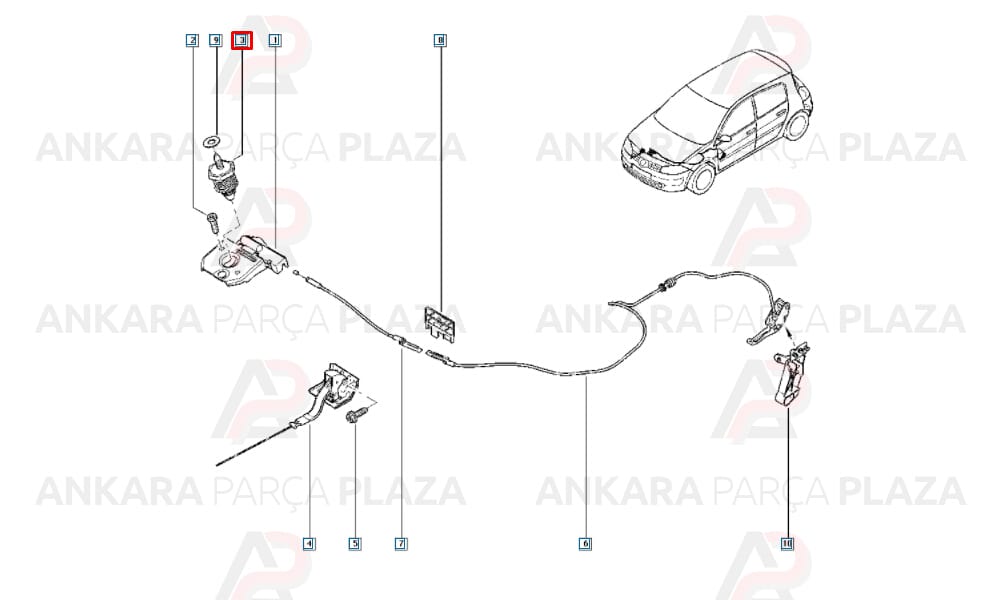 Motor Kaput Kilit Karşılığı Megane 2 2003 >