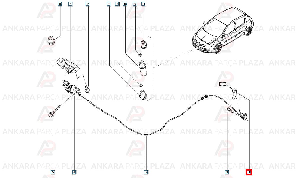 Renault Clio Sport Tourer 16 - 20 Kaput İç Açma Kolu 8200274233
