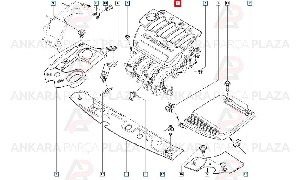 Motor Üst Koruma Kapağı Megane 2, Laguna 2 1.5 Dci Bmoc 8200287536