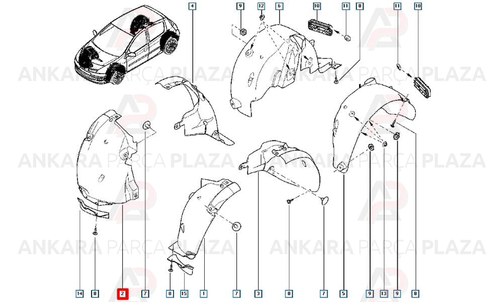 Clio Ön Çamurluk Davlumbazı Sağ Önün Önü 2003 - 2012 Arası Hatchback Meydan