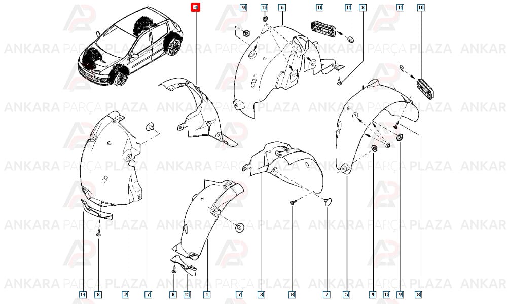 Clio 3 Ön Çamurluk Davlumbazı Önün Arkası Sağ 2009 - 2012 Arası Sodsan