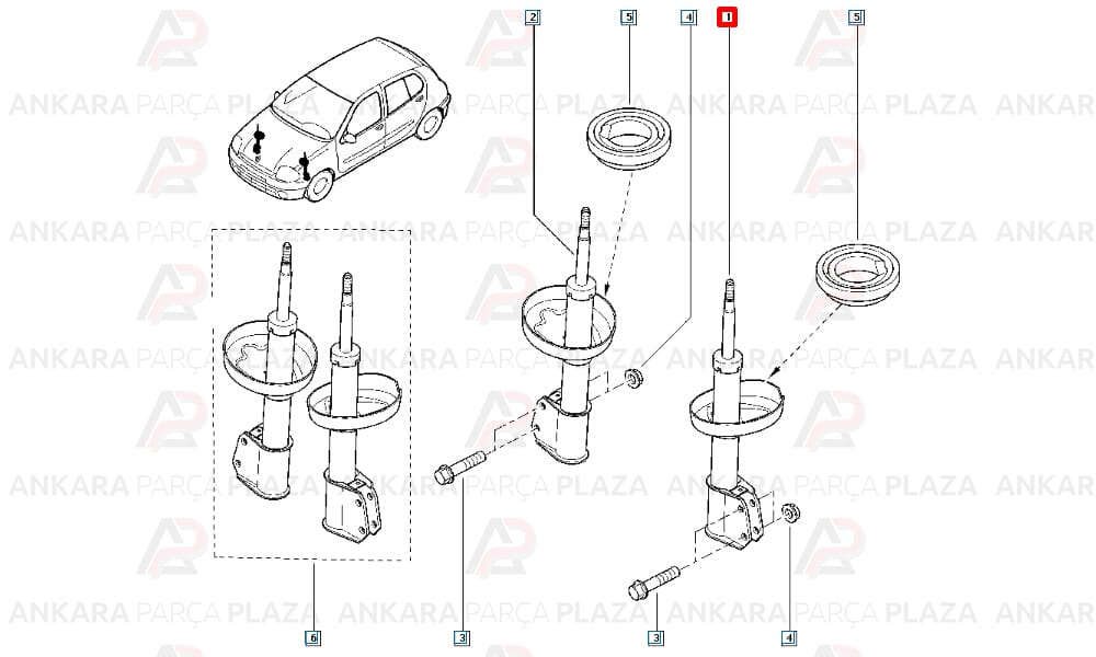 Ön Amortisör Tırnaklı Tabla Renault Clio 1.4 16V - 1.5Dcı