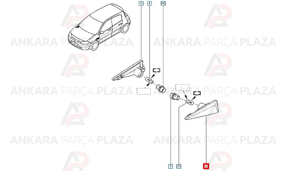 Megane 2 2003 -> Çamurluk Sinyali Sol Pleksan