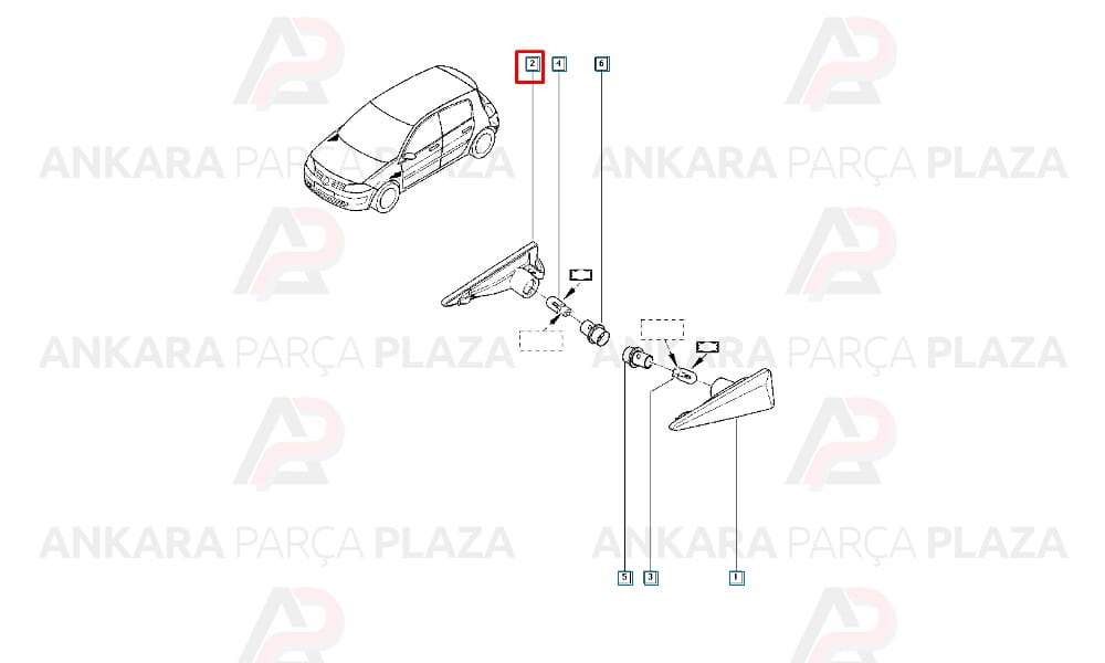 Megane 2 2003 -> Çamurluk Sinyali Sağ Pleksan