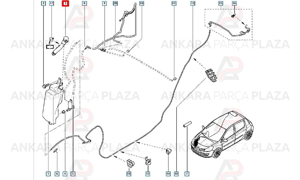 Su Fıskiye Depo Borusu Clio 3 8200311199